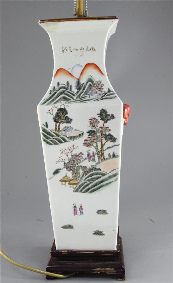 A Chinese famille rose vase, Republic period, converted to a lamp